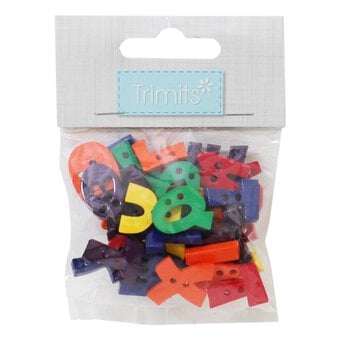 Trimits Primary Colour Alphabet Craft Buttons 20g
