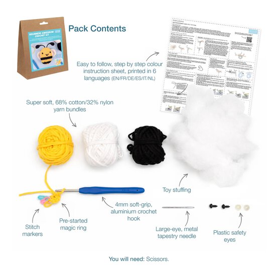 Trimits Beginner&rsquo;s Amigurumi Crochet Bee Kit image number 4