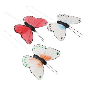 Multi-Coloured Butterflies on a Wire 4 Pack