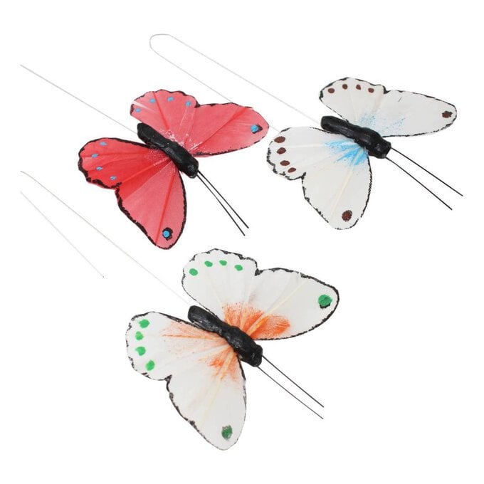Multi-Coloured Butterflies on a Wire 4 Pack image number 1
