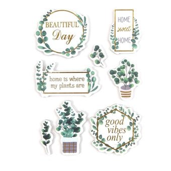 Green Vibes Chipboard Stickers 8 Pack