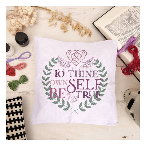 RSC To Thine Own Self Cross Stitch Cushion Kit 29cm x 29cm image number 2