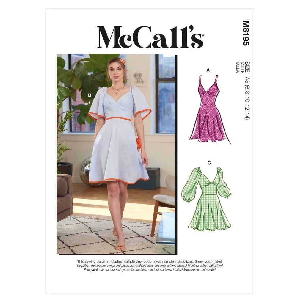 McCall's Women's Dresses Sewing Pattern M8195 (A5 6-14) | Hobbycraft