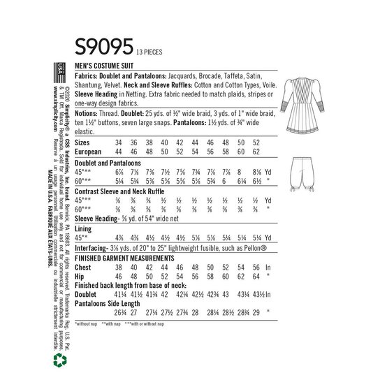 Simplicity Men’s Costume Sewing Pattern S9095 (BB 44-52) image number 5