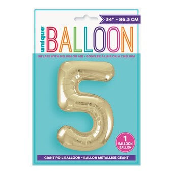Giant Gold Foil Balloon Number 5