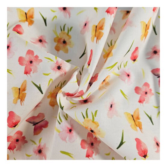 Watercolour Butterfly Cotton Fabric by the Metre image number 1