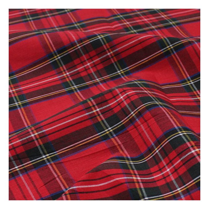 Red and Green Polycotton Tartan Fabric Pack 112cm x 2m image number 1