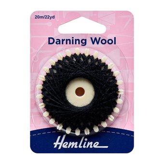 Hemline Black Darning Wool 20m 