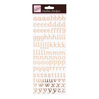 Anita's Rose Gold Lowercase Script Alphabet Outline Stickers