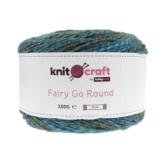 Knitcraft Green Turquoise Fairy Go Round Aran Yarn 150g 