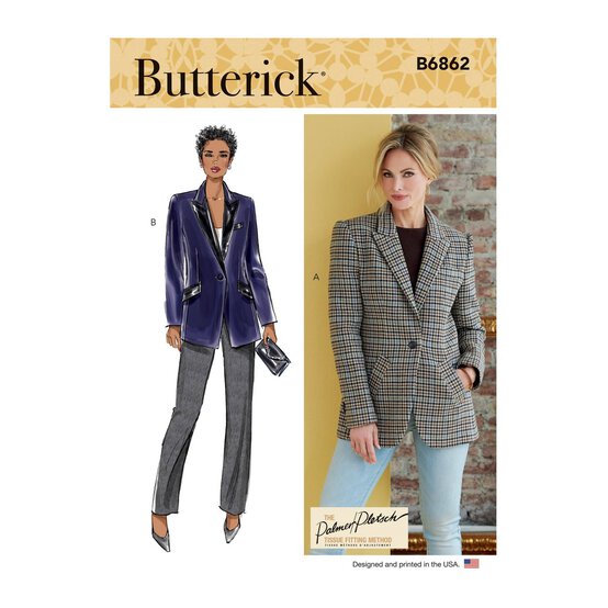 Butterick Women's Jacket and Trousers Sewing Pattern B6862 (F5 16-24) image number 1