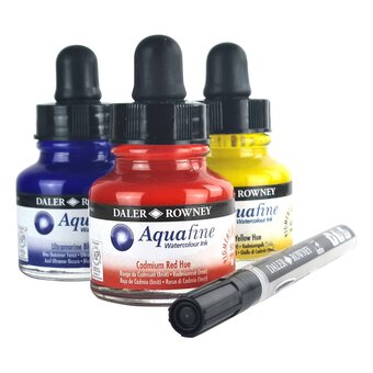Daler Rowney Aquafine Watercolor Pans Inks and Tube Paint Review