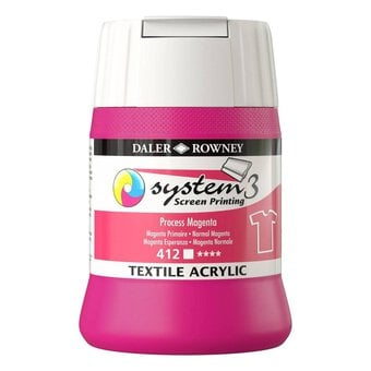 Daler-Rowney System3 Process Magenta Textile Screen Printing Acrylic Ink 250ml
