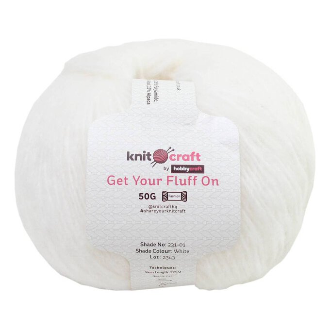 Knitcraft White Get Your Fluff On 50g