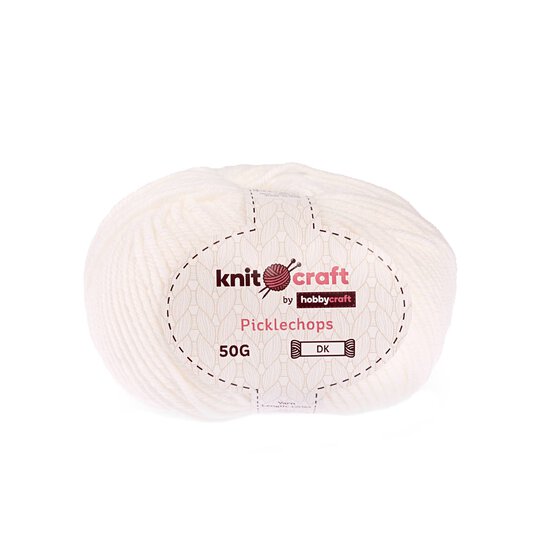 Knitcraft White Picklechops DK Yarn 50g