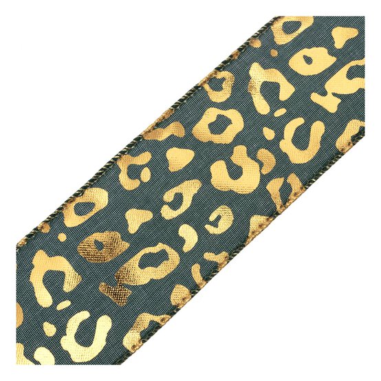Festive Animal Print Wire Edge Printed Ribbon 63mm x 3m image number 3