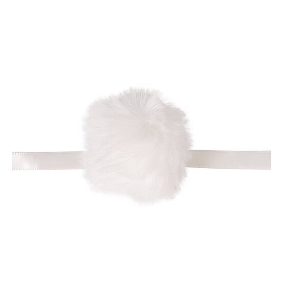 White Faux Fur Pom Pom 6cm image number 2