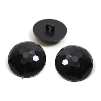 Hemline Black Novelty Faceted Button 3 Pack