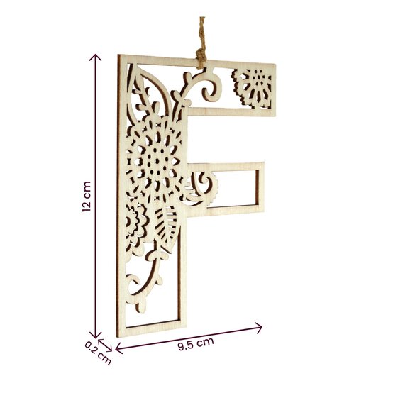 Wooden Filigree Hanging Letter F 12cm image number 4