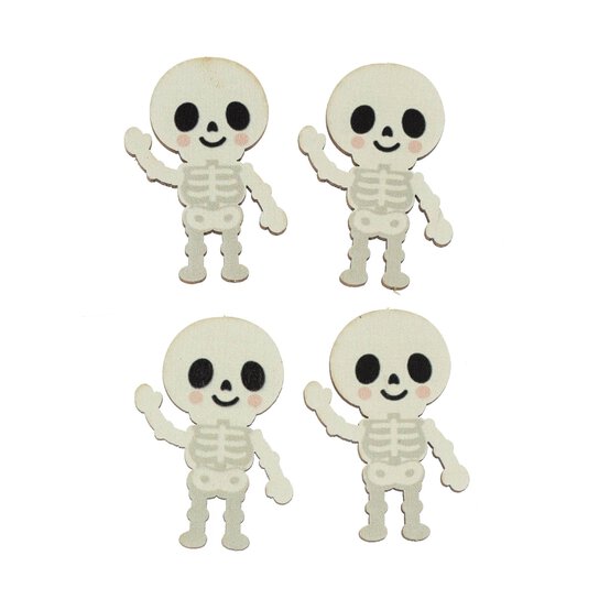 Skeleton Wooden Toppers 4 Pack  image number 1