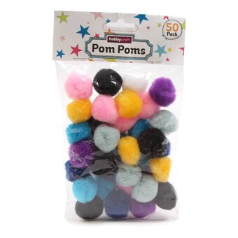 Assorted Pom Poms 2.5cm 50 Pack