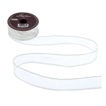 Silver Wire Edge Organza Ribbon 25mm x 3m image number 2