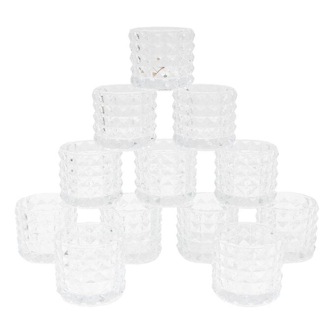 Clear Textured Tea Light Holders 12 Pack image number 1