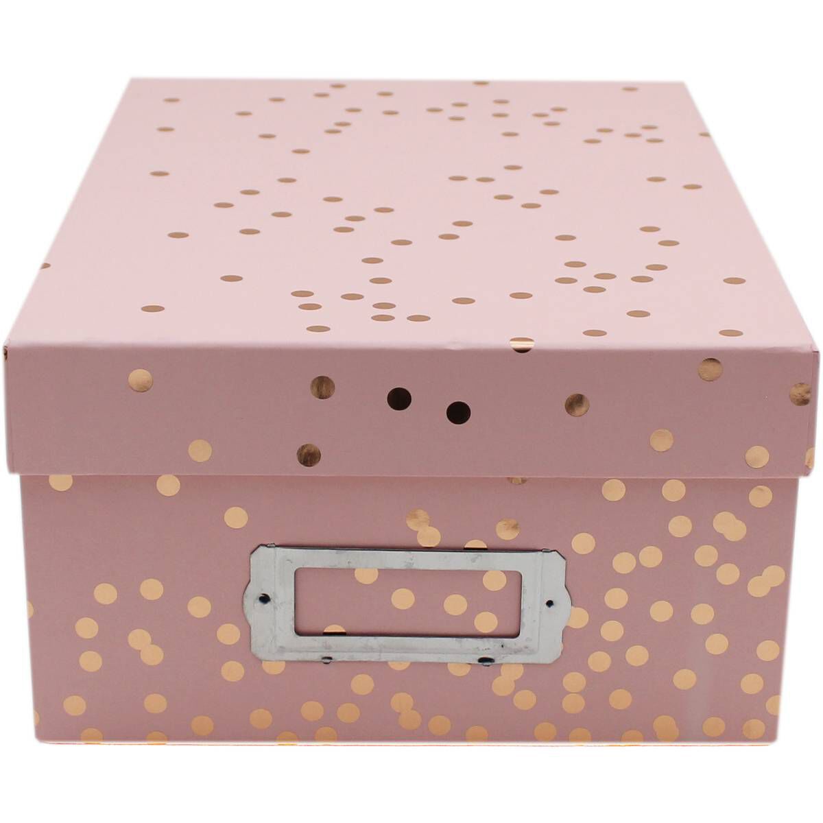 Rose Gold Dot Storage Box 28.8cm x 19.7cm x 11.5cm Hobbycraft