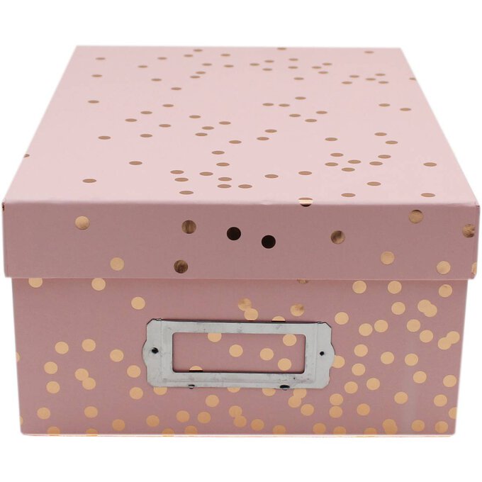 Rose Gold Dot Storage Box 28.8cm x 19.7cm x 11.5cm