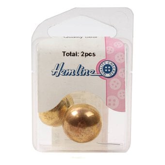 Hemline Gold Metal Dome Button 2 Pack image number 2