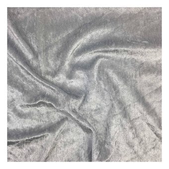 Silver Crushed Velour Fabric by the Metre