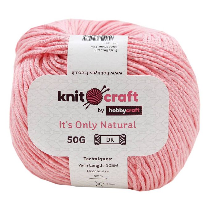 Knitcraft Pink It's Only Natural Light DK Yarn 50g image number 1