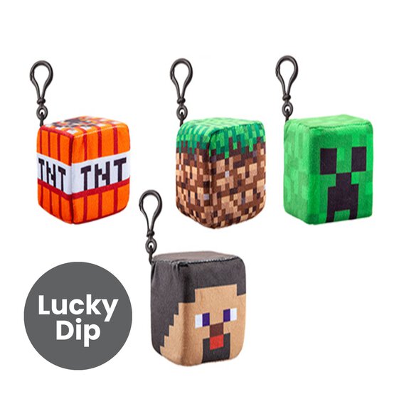 Assorted Minecraft Plush Cube Keyring  image number 1