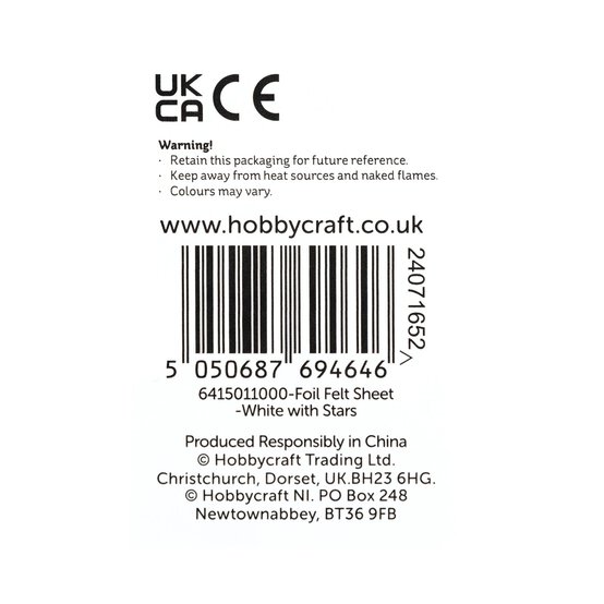 White Glitter Star Felt Sheet A4 image number 7