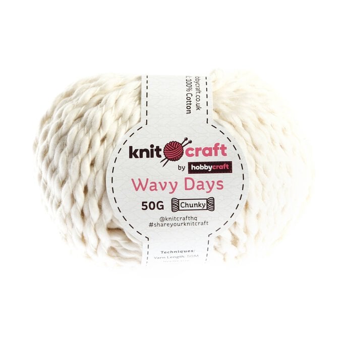 Knitcraft Cream Wavy Days Yarn 50g image number 1