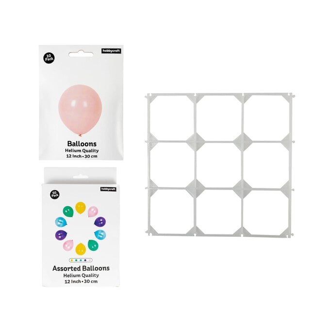 White Balloon Wall Grid and Balloons Bundle image number 1