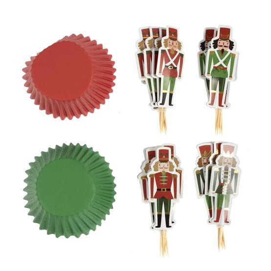 Nutcracker Christmas Cupcake Topper and Case 24 Pack image number 1