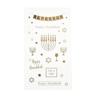 Happy Hanukkah Gold Foil Stickers 19 Pieces