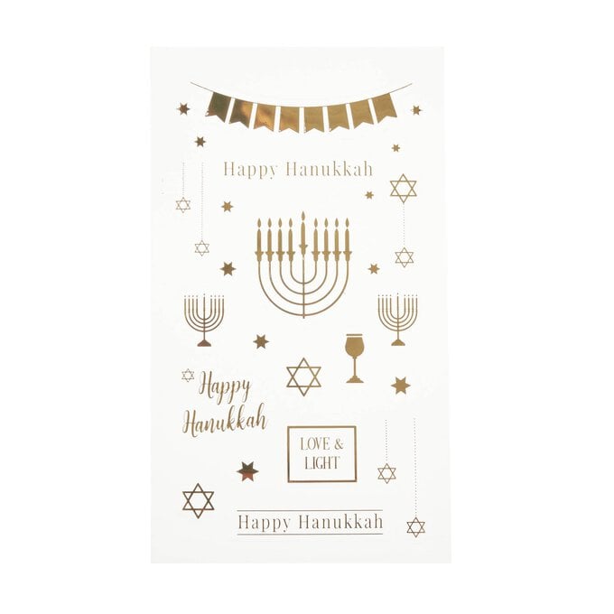 Happy Hanukkah Gold Foil Stickers 19 Pieces image number 1