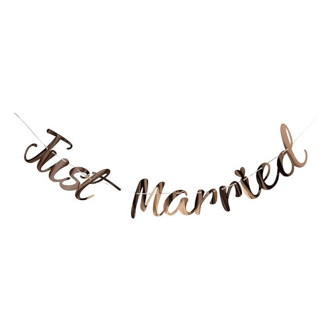 Rose Gold Just Married Bunting 2m image number 1