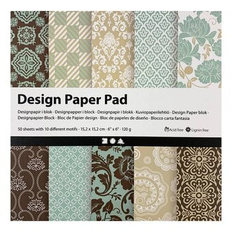 Blue and Brown 6 x 6 Inches Design Paper Pad 50 Sheets