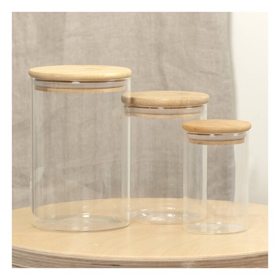 Glass Jar with Bamboo Lid 6.5cm x 11cm image number 2