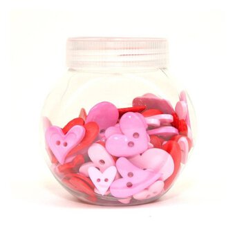 Hobbycraft Button Jar Hearts Pink