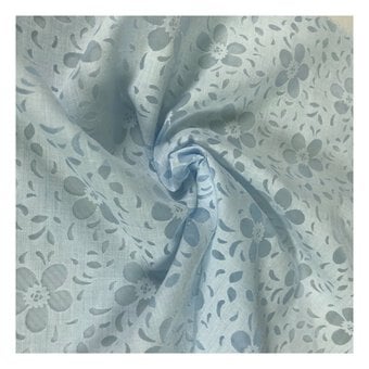 Blue Burnout Daisy Floral Fabric by the Metre