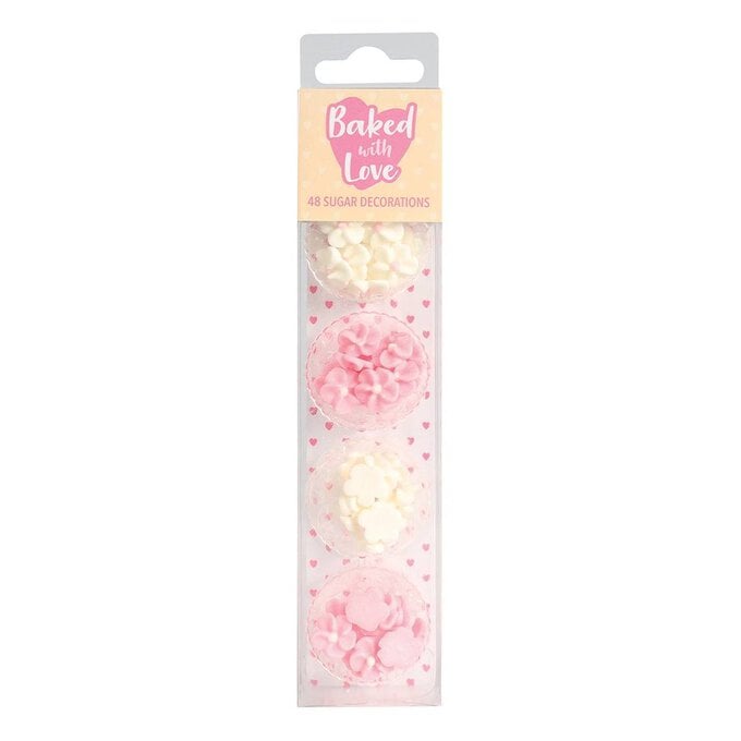 Baked With Love Pink Mini Blossom Sugar Toppers 48 Pack image number 1