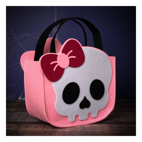 Pink Bow Skull Felt Bag  image number 1