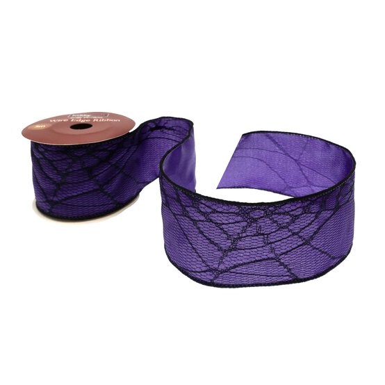 Spider's Web Wire Edge Printed Ribbon 63mm x 3m image number 1