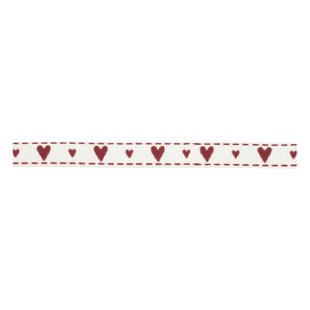 Dark Red Hearts Grosgrain Ribbon 10mm x 5m