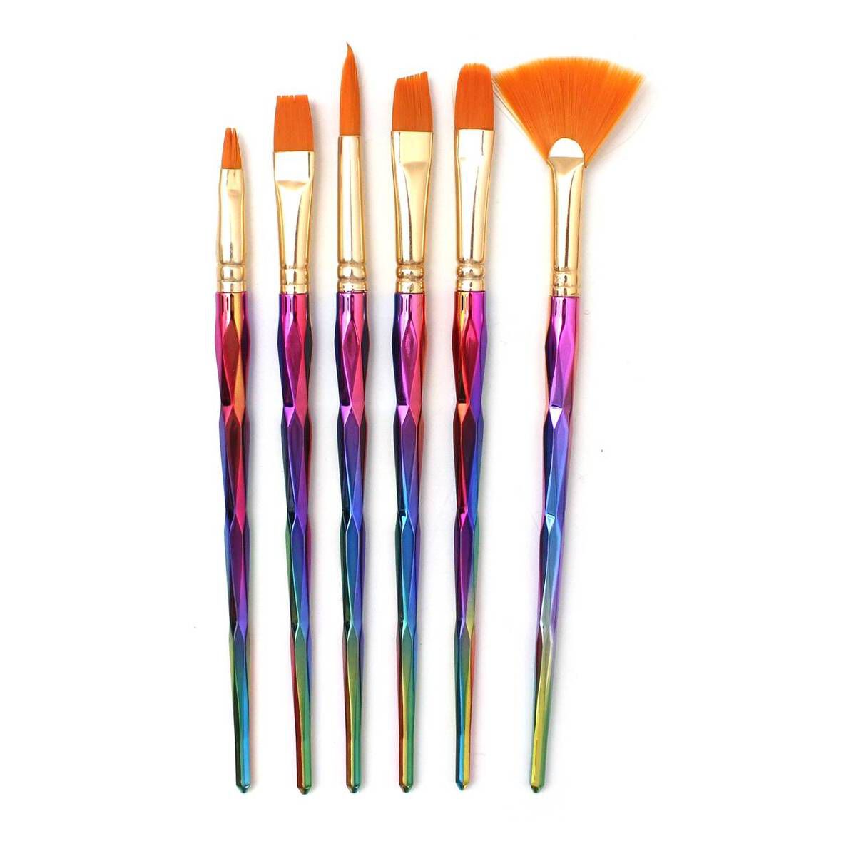 Gold Taklon Unicorn Handle Brushes 6 Pack Hobbycraft