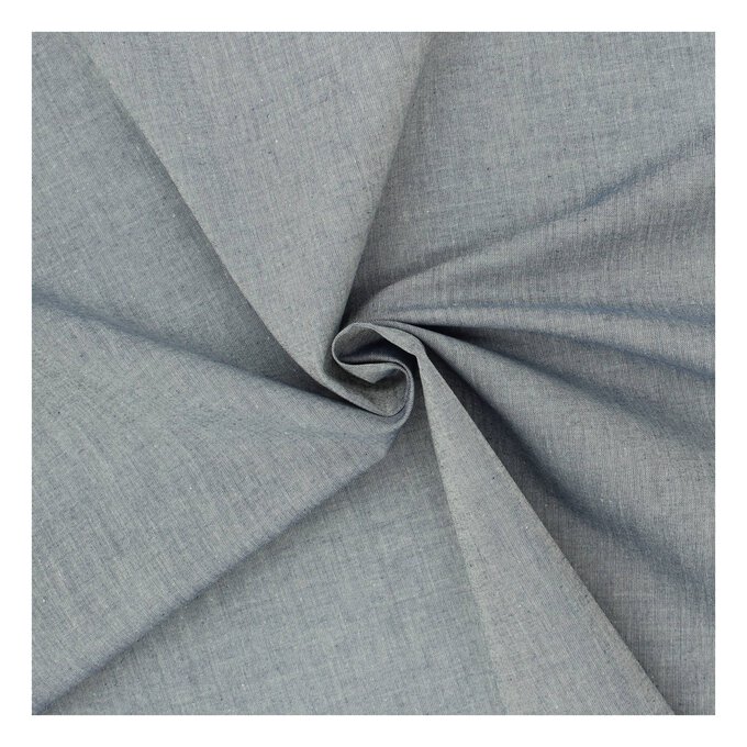 Dark Blue Chambray Cotton Fabric by the Metre image number 1